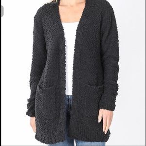 Navy Zenana Outfitters Popcorn Cardigan Sweater